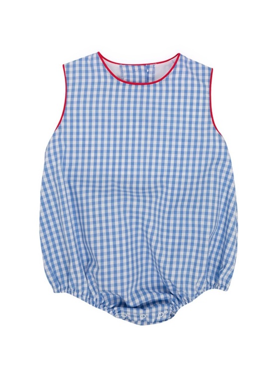 The Beaufort Bonnet Company Other - TBBC Benjamin Bubble, Park City Periwinkle Check/Richmond Red, 18-24M